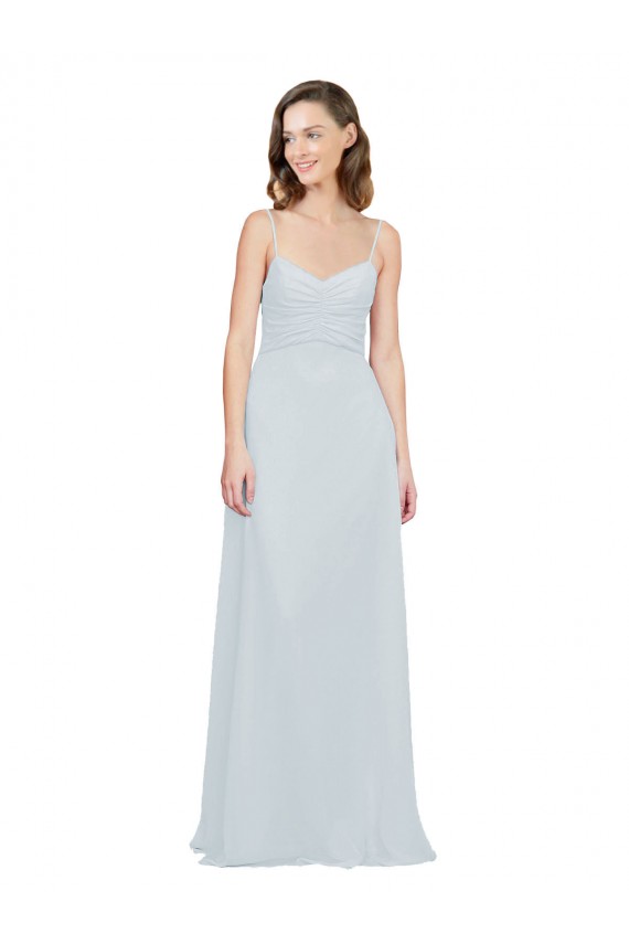 Slim A-Line Chiffon Bridesmaid Dress with Spaghetti Strap Gathered Bodice Canada