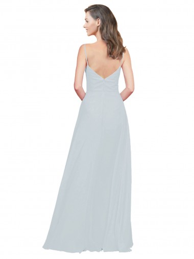 Slim A-Line Chiffon Bridesmaid Dress with Spaghetti Strap Gathered Bodice Canada
