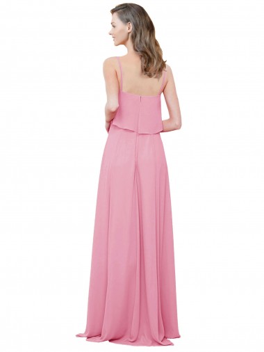 Spaghetti Strap Chiffon Bridesmaids Dress with Ruffle Overlay Canada
