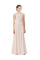Tie Neck Long Chiffon A-Line Bridesmaid Dress with Sheer Back Canada