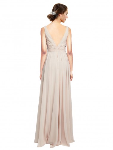 Long V-Neck Chiffon Bridesmaids Dress with Double Straps Canada
