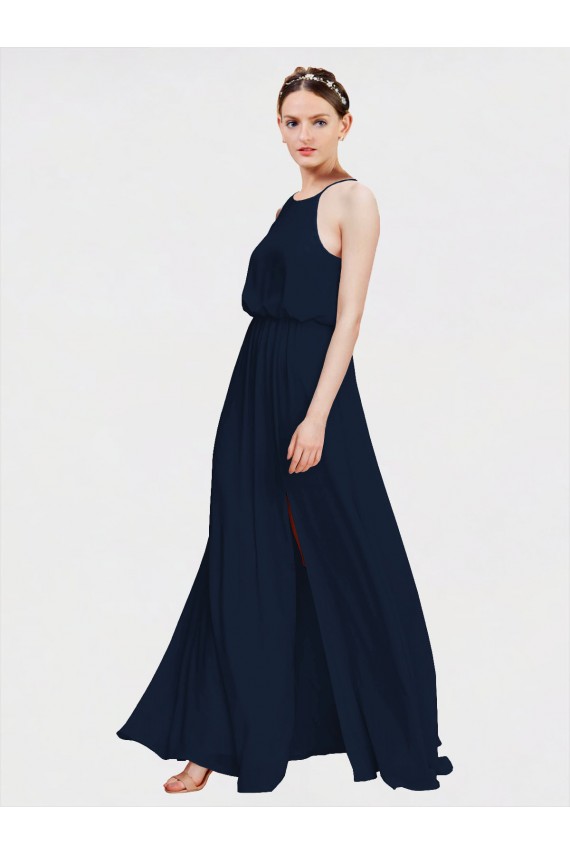 High Halter Chiffon Bridesmaid Dress with Side Slit Canada