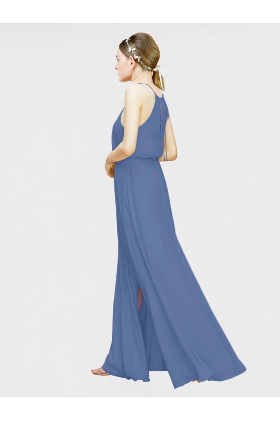 High Halter Chiffon Bridesmaid Dress with Side Slit Canada
