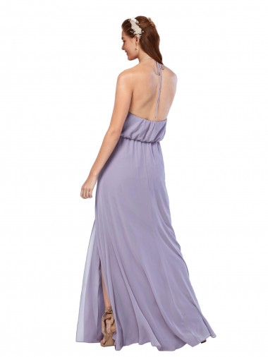 Grecian Style Halter Chiffon Bridesmaid Dress with Keyhole and Slit Canada