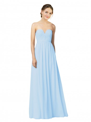 Shop Full Length Chiffon Bridesmaid Dress with Deep Sweetheat and Shirred Bodice Canada