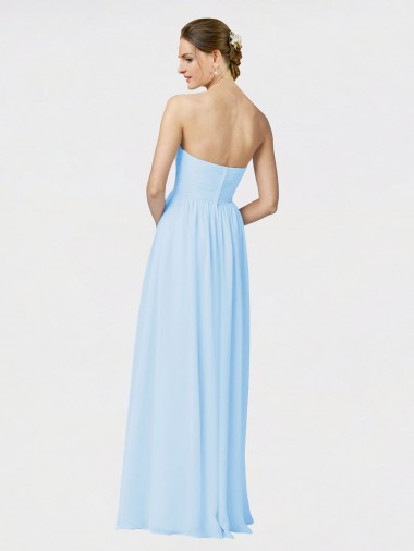 Full Length Chiffon Bridesmaid Dress with Deep Sweetheat and Shirred Bodice Canada