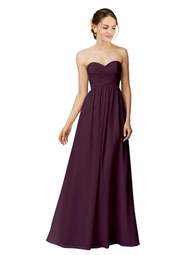 Shop Strapless Chiffon Bridesmaid Dress with Criss Cross Shirred Bodice Canada
