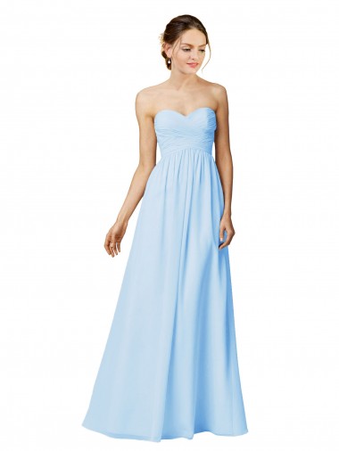 Strapless Chiffon Bridesmaid Dress with Criss Cross Shirred Bodice Canada