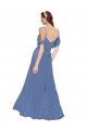 Mock-Wrap Off the Shoulder Long Chiffon Bridesmaid Dress with Side Slit Canada