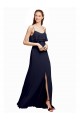 Draped Long Chiffon Bridesmaid Dress with Straps and Layers Canada