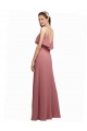 Draped Long Chiffon Bridesmaid Dress with Straps and Layers Canada