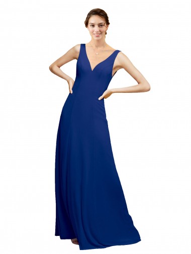 Shop V-Neck Sheath Chiffon Bridesmaid Dress with V-Back Canada