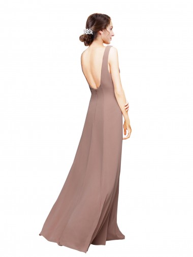 V-Neck Sheath Chiffon Bridesmaid Dress with V-Back Canada