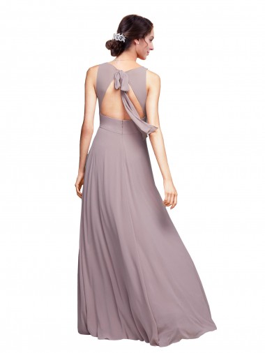 Open Back Long Chiffon Bridesmaid Dress with Plunging V-Neck Bodice Canada