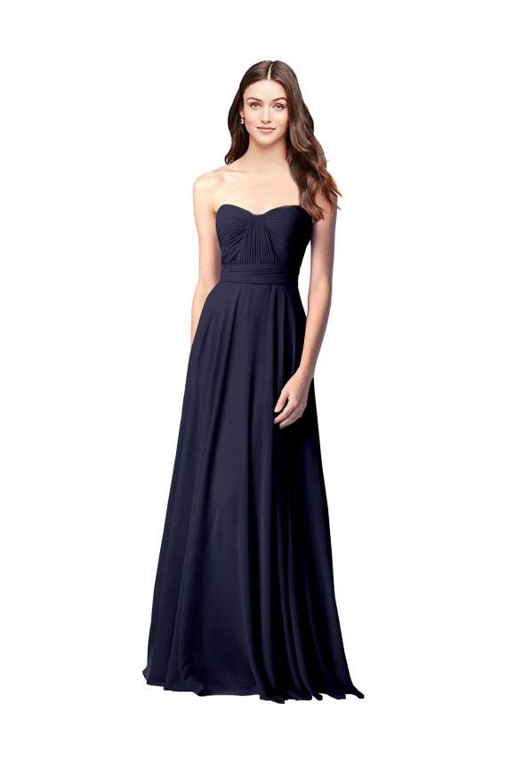 Luxe Chiffon Bridesmaid Dress with Sweetheart Neckline and Shirred Bodice Canada