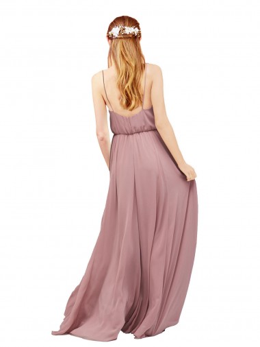 Long Chiffon Bridesmaid Dress with Spaghetti Strap Bodice Canada
