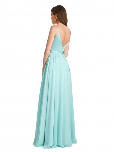 Long V-Neck Chiffon Bridesmaid Dress with Satin Bodice Canada