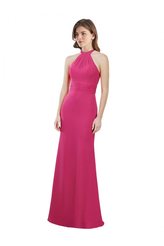 Slim A-Line Long Chiffon Bridesmaid Dress with Strappy Back Canada