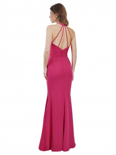 Slim A-Line Long Chiffon Bridesmaid Dress with Strappy Back Canada