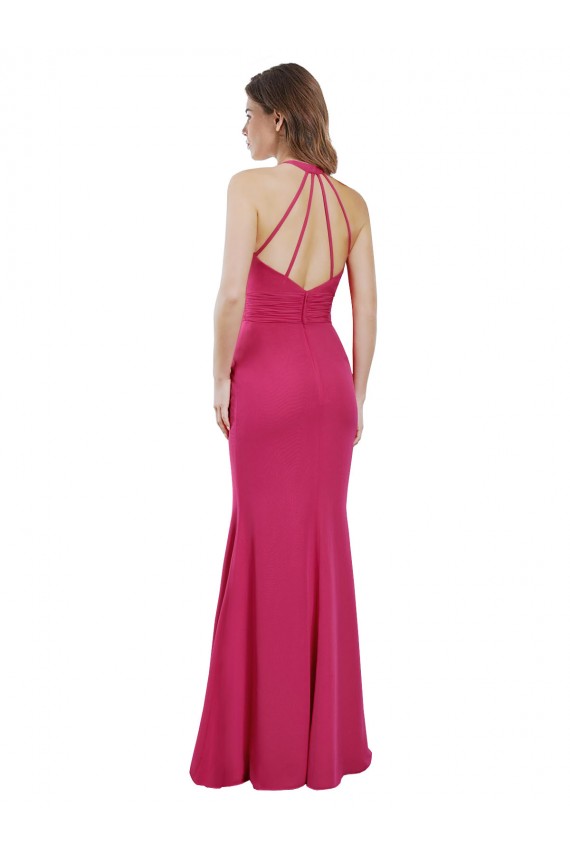 Slim A-Line Long Chiffon Bridesmaid Dress with Strappy Back Canada