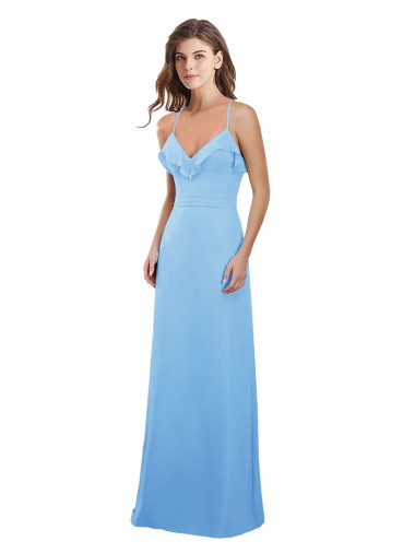 Shop Slim Chiffon Bridesmaid Dress with Ruffled Sweetheart Neckline Canada