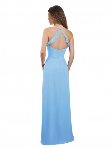 Slim Chiffon Bridesmaid Dress with Ruffled Sweetheart Neckline Canada