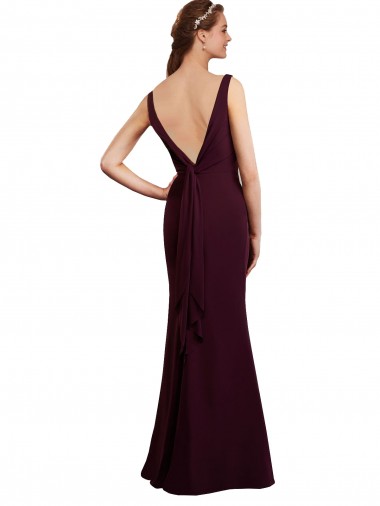 Floor Length Fluted Chiffon Dress with Draped Bodice and V-Neckline Canada