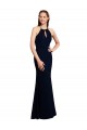 Fluted Long Chiffon Bridesmaid Dress with Halter Neckline and Keyhole Canada