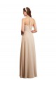 Draped Halter Neck Long Chiffon Bridesmaid Dress with Tie Back Canada