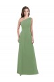 One Shoulder Chiffon Bridesmaid Dress with Pleats and Side Slit Canada