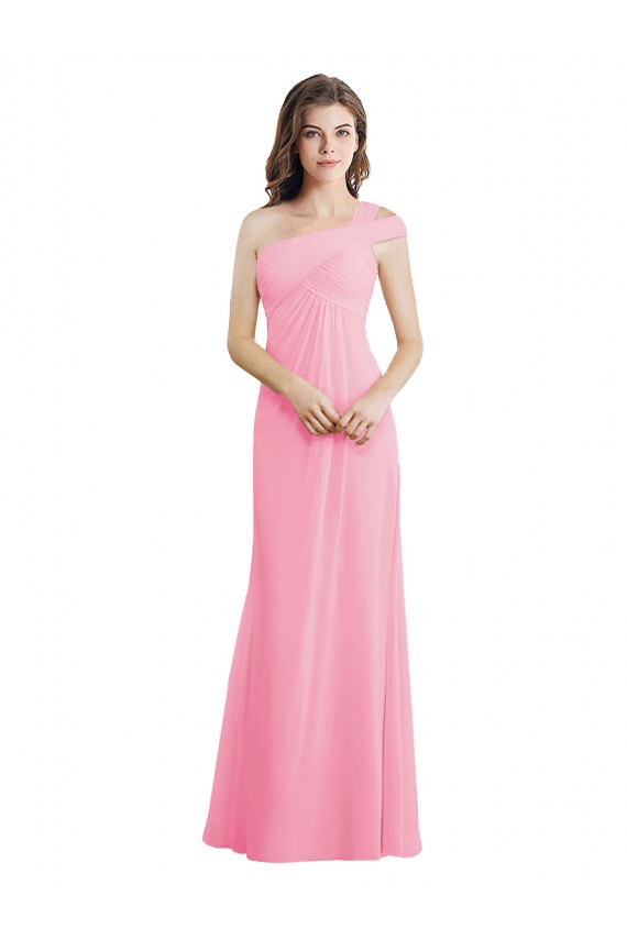 Single Shoulder Chiffon Bridesmaid Dress with Draped Bodice Canada