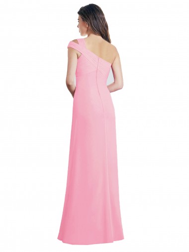 Single Shoulder Chiffon Bridesmaid Dress with Draped Bodice Canada