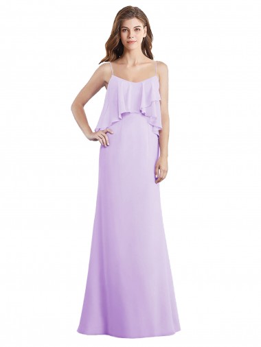 Shop Scoop Neck Long Chiffon Bridesmaid Dress with Cross Over Neckline Flounce Canada