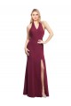 Chiffon Mermaid Bridesmaid Dress with Back Tie Halter Straps and Side Slit Canada