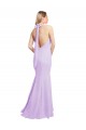 Chiffon Mermaid Bridesmaid Dress with Back Tie Halter Straps and Side Slit Canada