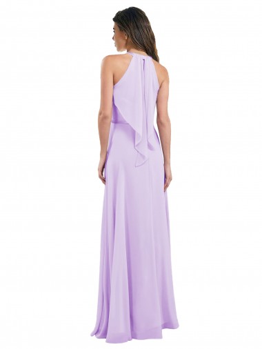 Halter Chiffon A-Line Bridesmaid Dress with Flounce Back Canada