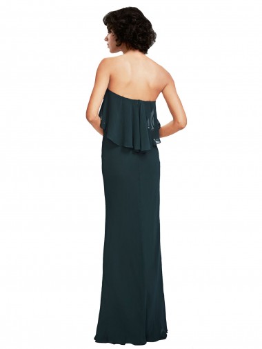 Strapless Chiffon Bridesmaid Dress with cascading Flounce Crop Top Bodice Canada