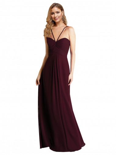 Shop Long Chiffon Bridesmaid Dress with Sweetheart Neckline Canada