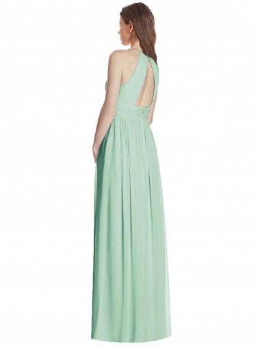 Cutout Open Back Shirred Halter Maxi Bridesmaid Dress Canada