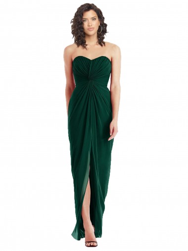 Shop Twist Front Draped Chiffon Bridesmaid Dress with Slit Canada