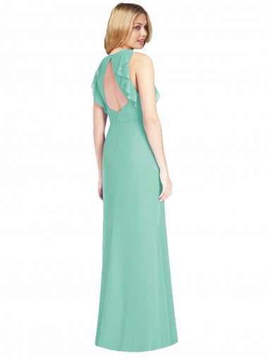 Jewel Neck Mermaid Open Back Chiffon Bridesmaid Dress Canada