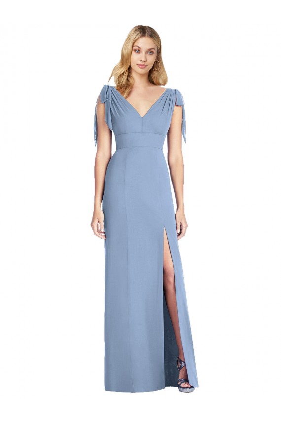 Bow-Shoulder Sleeveless Deep V-Back Mermaid Bridesmaid Dress Canada