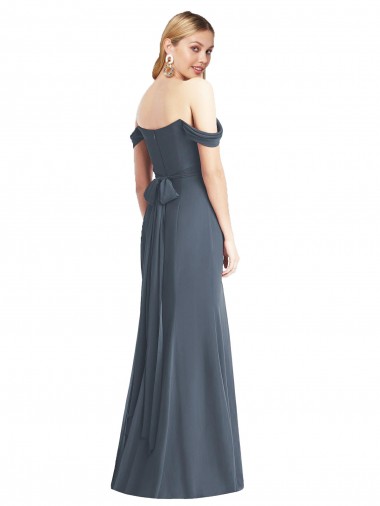 Off the Shoulder Criss Cross Bodice Trumpet Chiffon Bridesmaid Dress Canada