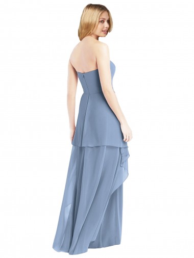 Strapless Chiffon Bridesmaid Dress with Skirt Overlay Canada