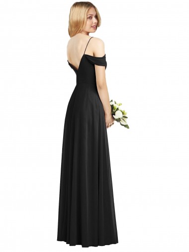 Cold-Shoulder V-Back Chiffon Maxi Bridesmaid Dress Canada