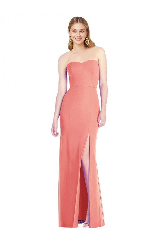 Strapless Chiffon Trumpet Bridesmaid Dress with Front Slit Canada