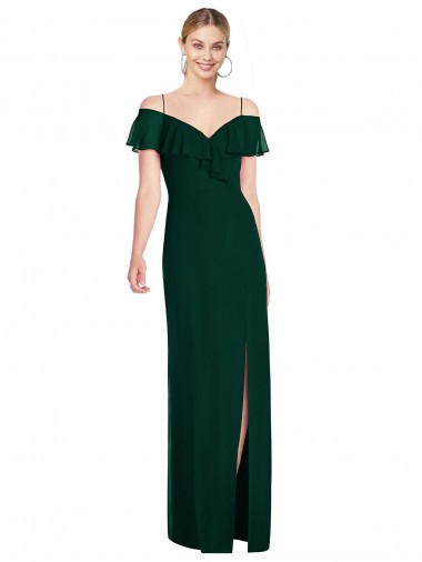 Ruffled Cold-Shoulder Maxi Chiffon Bridesmaid Dress Canada