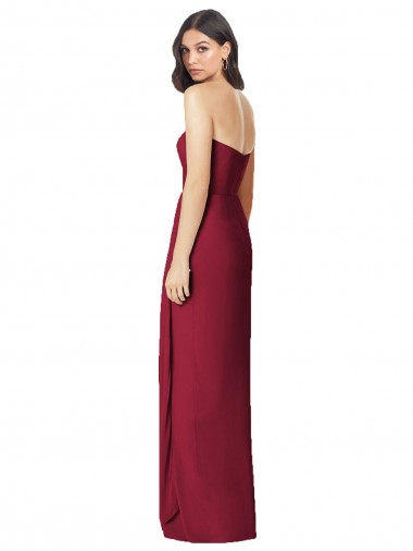 Side Front Slit Draped Strapless Chiffon Bridesmaid Dress Canada