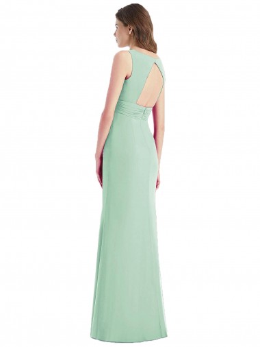 Sleek Open Back Chiffon V-Neck Bridesmaid Dress Canada