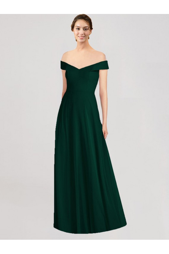 Full length Off the Shoulder Chiffon Bridesmaid Dress Canada